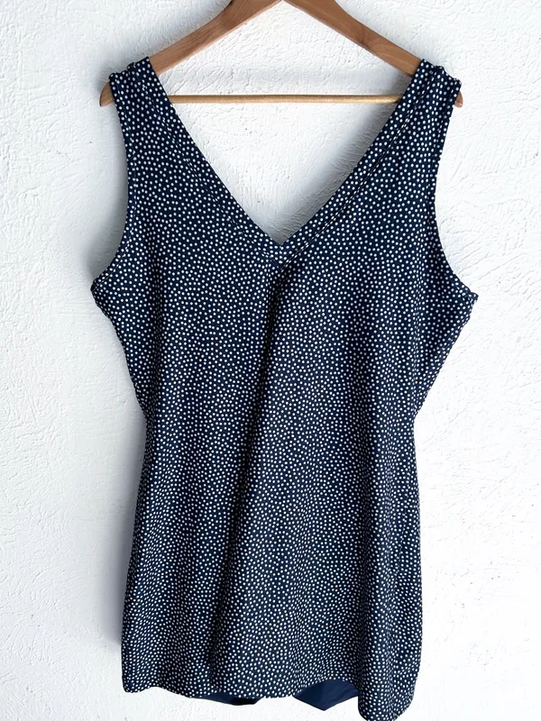Abercrombie YPB sculptLUX V-Neck Mini Dress XXL Navy Polka Dot Active Romper - Image 5