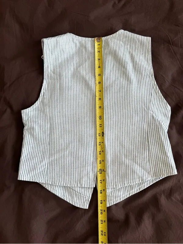 Zara Women’s Pinstripe Vest XS Asymmetrical Silver Buttons Y2K Inspired NWT - Image 4