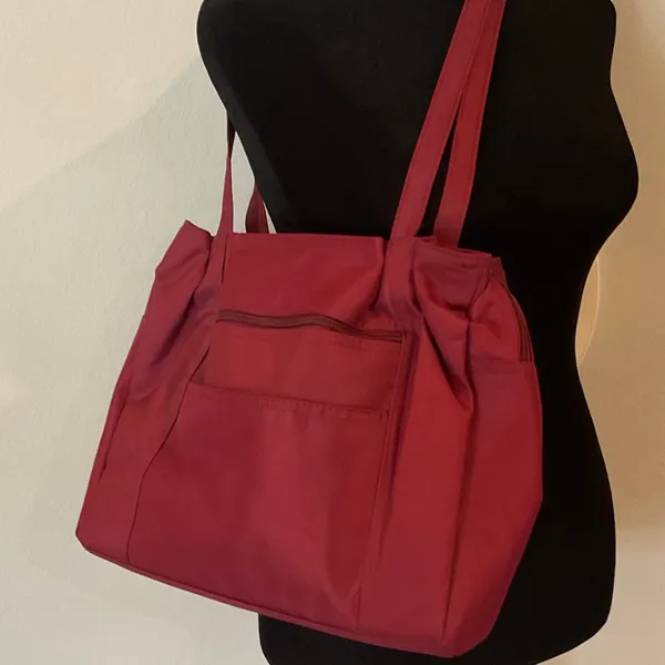 Women's Burgundy Shoulder Tote Bag Pink - Image 5