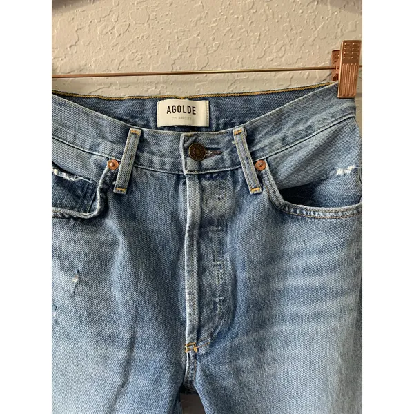 Agolde Women's Blue Distressed Boho Jeans Size 24 - Image 2