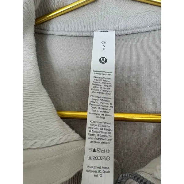 Lululemon Plush Velour Oversized Half Zip in Gray Size Small Workout Soft - Image 6