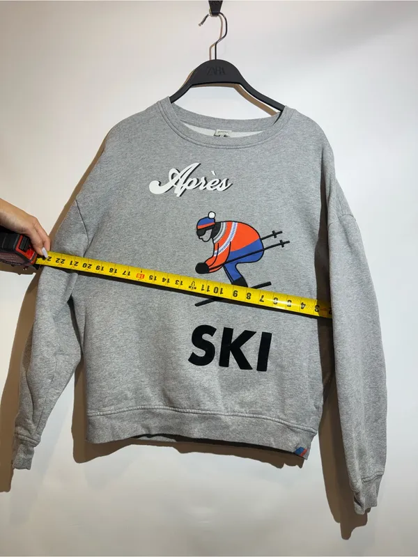 Anthro KULE Oversized Après Ski Graphic Cotton Pullover Crewneck Sweatshirt XS - Image 6