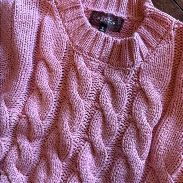 4SI3NNA‎ Cable Cropped Sweater Pink Size Small - Image 2