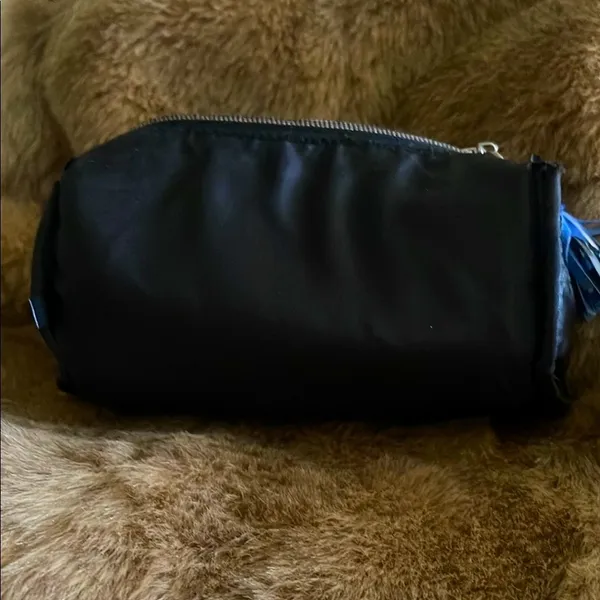 Victoria's Secret Black Cosmetic Bag with Blue Tassel Accent - Image 4
