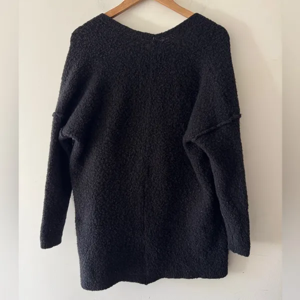 Free People Black Wool Mohair‎ Blend Chunky Open Cardigan - Image 4