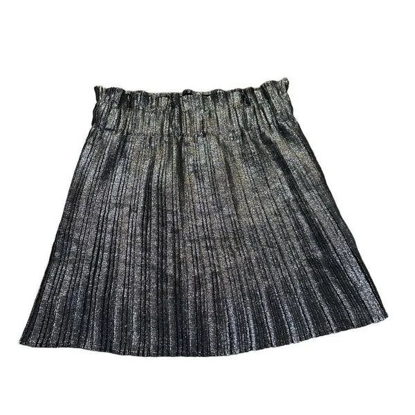 Zara Pleated metallic‎ pewter silver skort sz M - Image 2