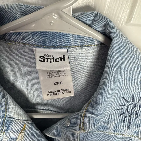 Disney Blue‎ Jean Jacket with Embroidered Designs - Image 7