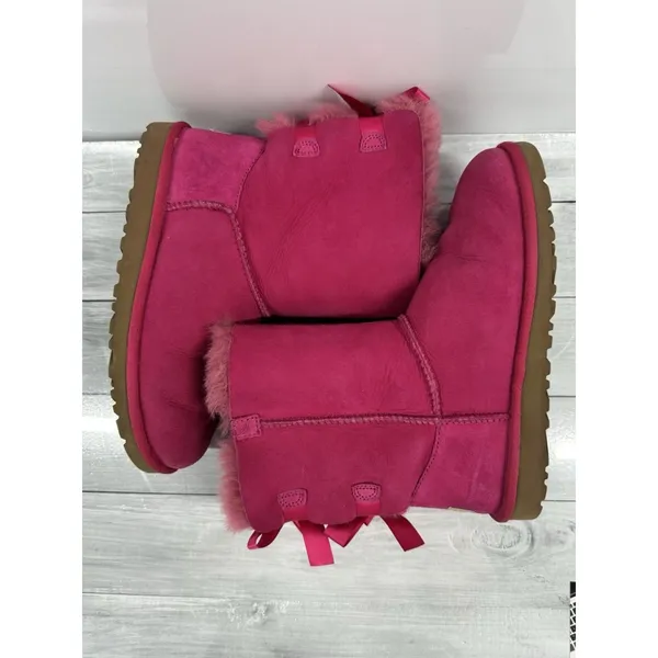 Ugg Mini Bailey Bow Ii Women Ankel Boots Suede Fuchsia Us 6 /Uk 5 /Eu 36 - Image 6
