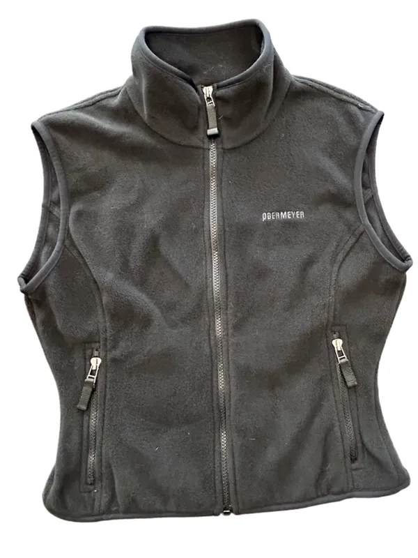 VTG Obermeyer Black Fleece Zip Vest Outdoor Ski Lodge Gorpcore high neck EUC M - Image 3