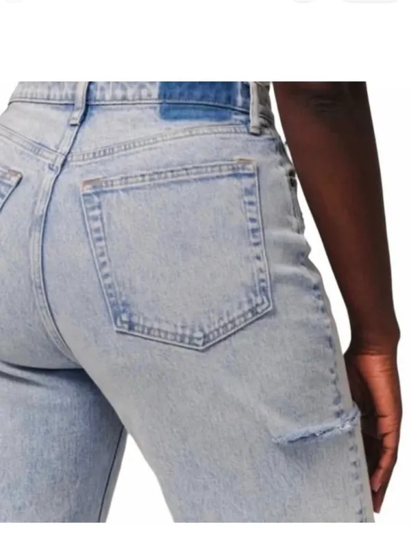 Abercrombie The Dad Light Wash High-Rise Straight Jeans - Cutout Detail - Image 3