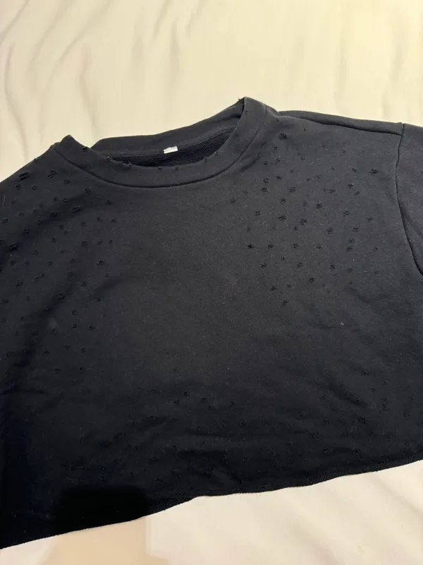Distressed Cropped Sweatshirt - Image 3