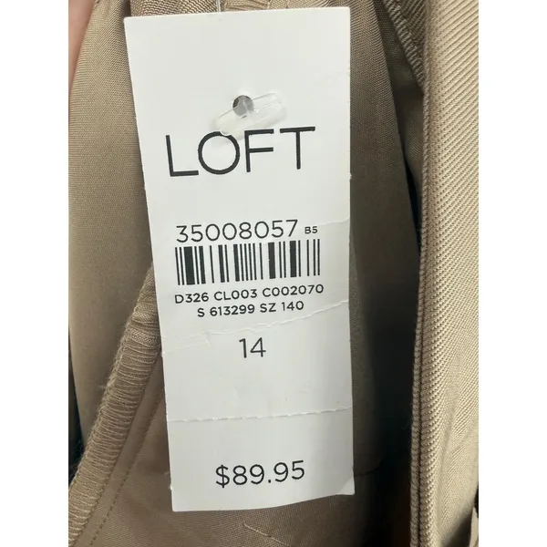 NWT Loft Womens Pleated Wide Leg High Rise Trousers Pants Khaki Size 14 Preppy - Image 4