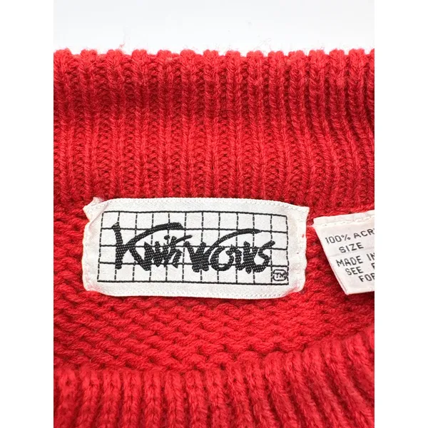 Knitworks Christmas Sweater Womens Medium Red Green Ugly Holiday Tree Vintage - Image 6
