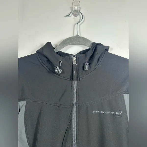 Free Country Live In It Womens‎ Black Gray Hooded Softshell Jacket Full Zip - Image 6