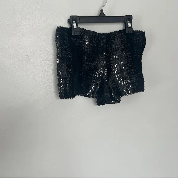 Boutique Black Sequin Dance Sexy Stretch Booty Women's Shorts Small - Image 3