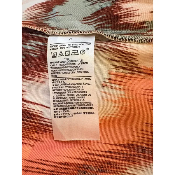 Banana Republic Halter Midi Dress Womens 6 Orange‎ Green New Abstract Ikat Print - Image 5