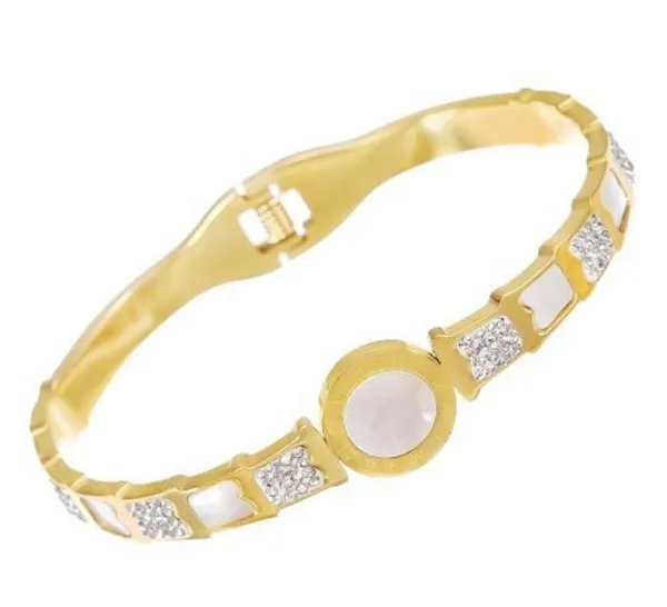 Roman Numerals Gold Bracelet Bangle - Image 2