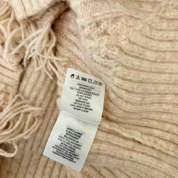 By ANTHROPOLOGIE Josey Fringe Sweater Marled Pink Pink Crew Neck Wool Small - Image 13
