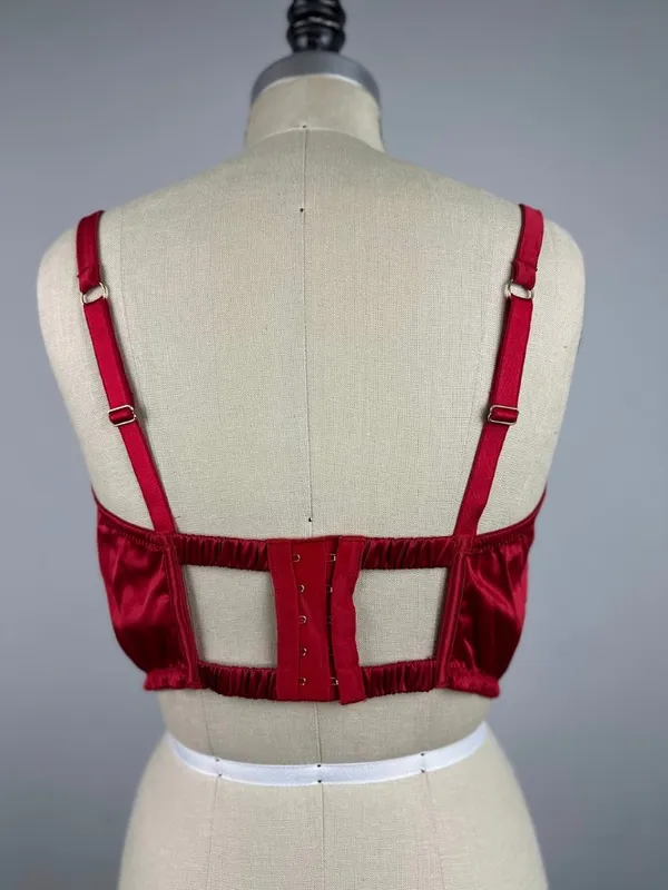 Victoria's Secret Dream Angels Red Satin Lace Bustier Corset Top 38DD/E85 - Image 4