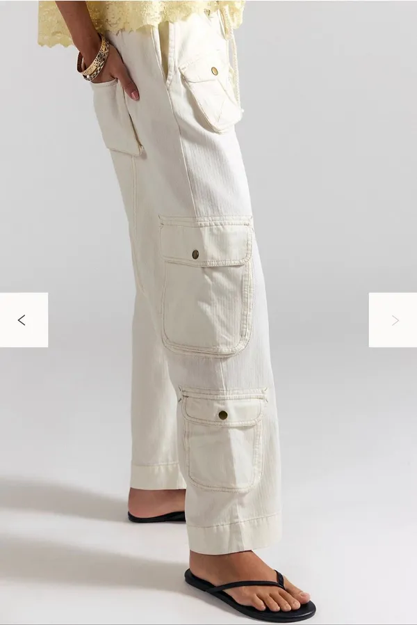 Free People We The Free Tahiti Cargo Pants Tofu Ivory XL Low Rise Utility - Image 4