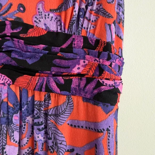 Maeve Anthropologie Macie Maxi Dress Women's 4 Purple Floral Print Orange Belt - Image 6