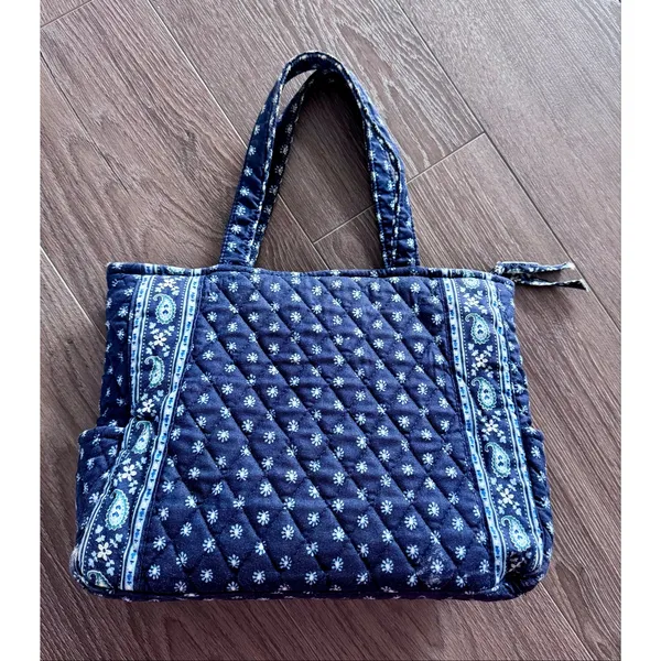 VTG Vera Bradley Seaport Navy Mini Tote Bag Retired USA Made Preppy Paisley - Image 2