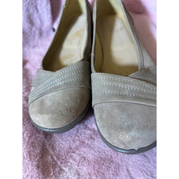 Hotter Natasha Taupe Comfort Flats Metallic Suede‎ Slip On Shoes Womens 9.5 - Image 4