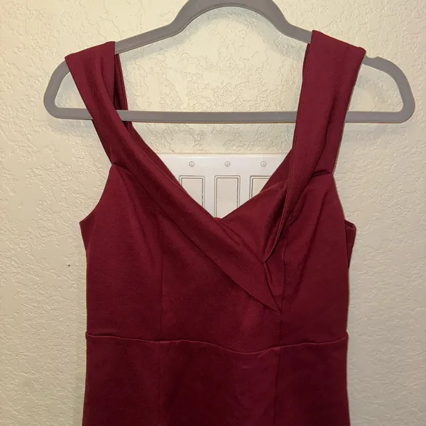 Lulus Large Burgundy Classic Glam Off The Shoulder Formal Bodycon Zip Up Dress - Image 4