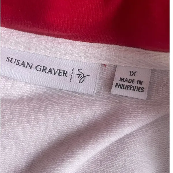 Susan Graver Quarter Zip‎ Red 1X - Image 8