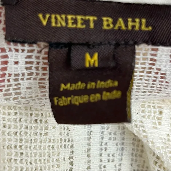 Anthropologie Vineet Bahl Iona Peasant Top Cream Lace Crochet M - Image 9