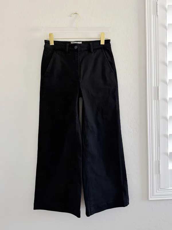 Everlane Wide Leg Cropped Black Jean Pants Size 2 - Image 5