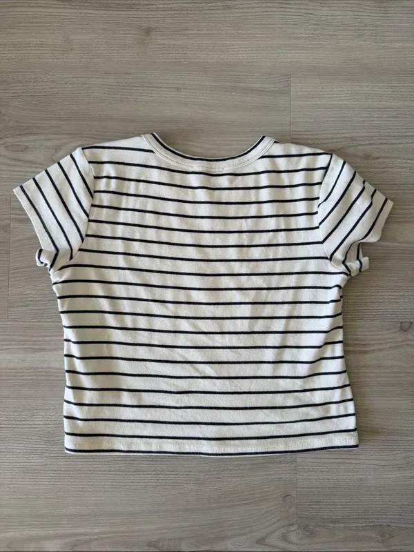 By Together Black & Cream Stripe Short Sleeve Top - Image 4