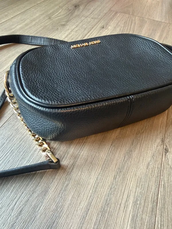Michael Kors Black Pebbled Leather Rounded Crossbody with Gold Hardware - Image 2