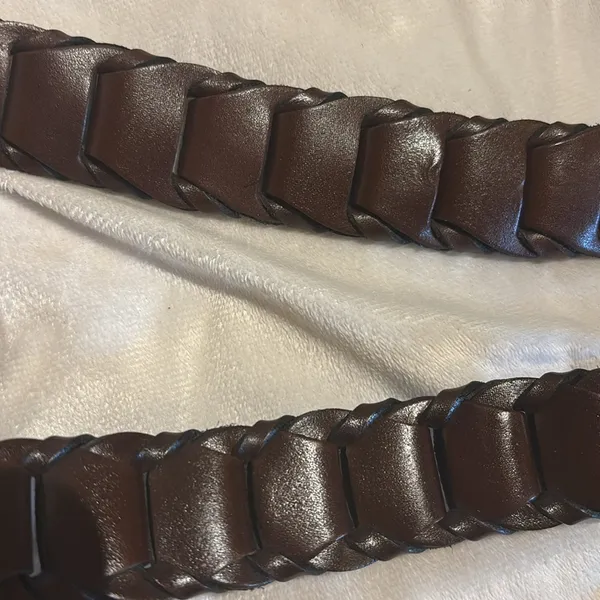 Source Unknown BROWN LEATHER BELT THICK INTERLOCKING LEATHER MADE IN ARGENTINA SIZE40 LENGTH50” - Image 4