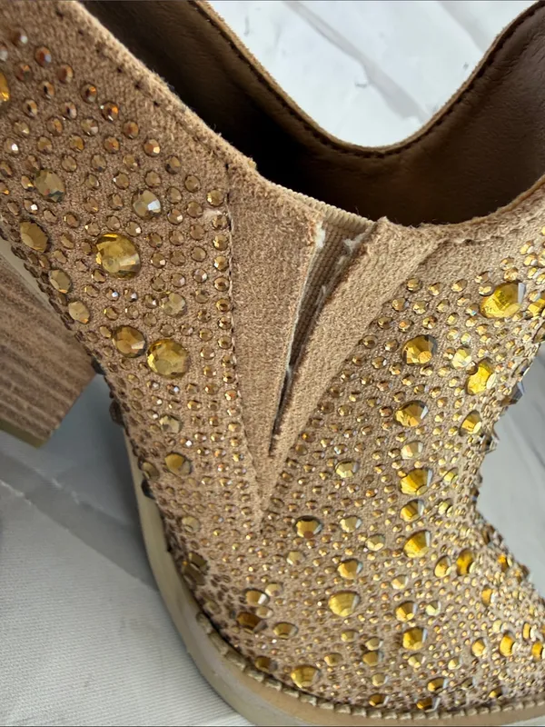 Vintage Havana Dante Gold Rhinestone Pointed Toe Low Heel Mule - NWOB - Image 10