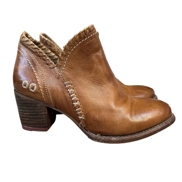 Bed‎ Stu Cobbler Carla Brown Leather Booties Womens 6.5 Ankle Boots Side Zipper - Image 2