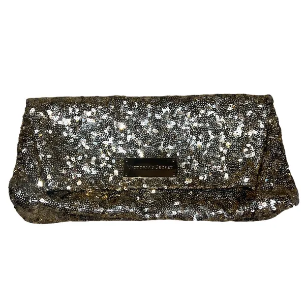 Victoria's Secret Angel Gold Sequin Foldover Clutch‎ Cosmetic Bag NWT Gold Glam - Image 3