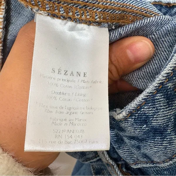Sézane High Rise Straight Leg Jeans 27 Vintage Blue 100% Cotton Denim - Image 9