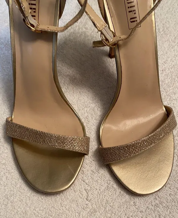 Didifu glitter gold stiletto ankle strap heels Sz 8.5 - Image 2