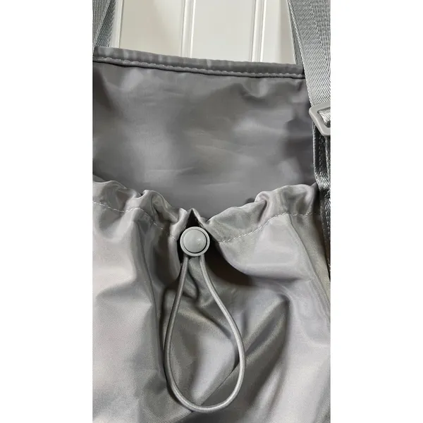 Bearpaw Gray Nylon Tote Bag Front Drawstring Pocket Travel Work Casual Zippered - Image 3
