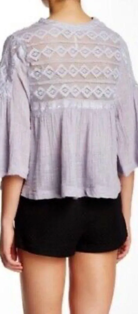 Free People 3/4 Sleeve Blouse In Lavender - Image 3