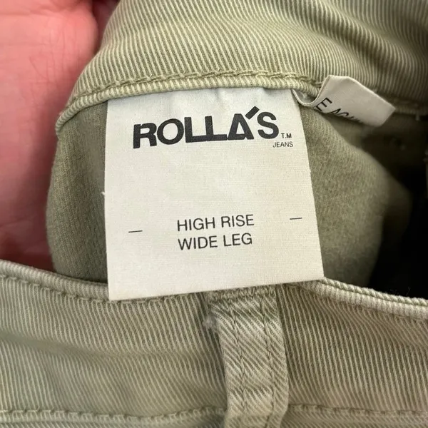 Rolla’s 100% Cotton Green Khaki Sailor High Rise Wide Leg Denim Jeans Size 28 - Image 7