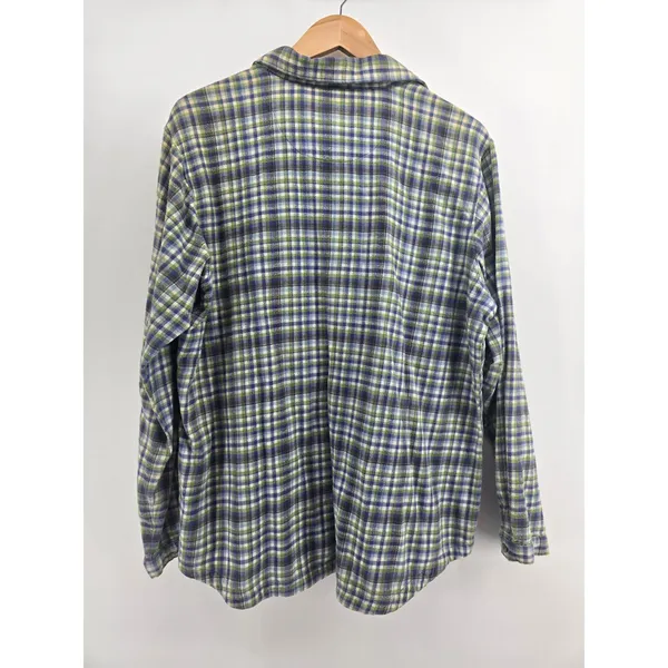 Woolrich Flannel Shirt Womens XL Plaid Blue Green Button Down EUC - Image 3