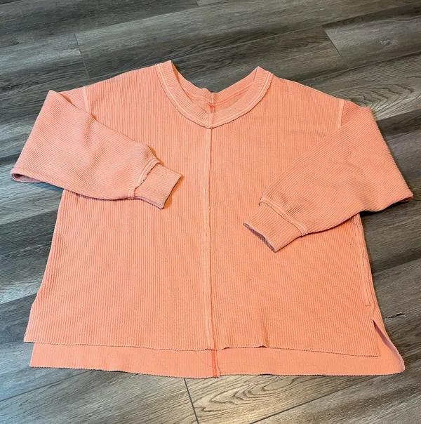 Aerie Wonder Peach Coral V-Neck Sweatshirt - Image 3