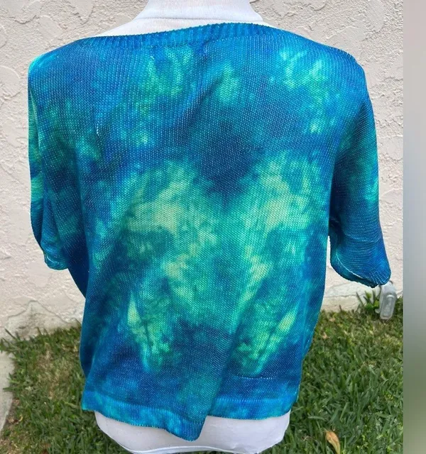 Luisa Ricci Made in Italy tie dye blue green knitted top - Image 3