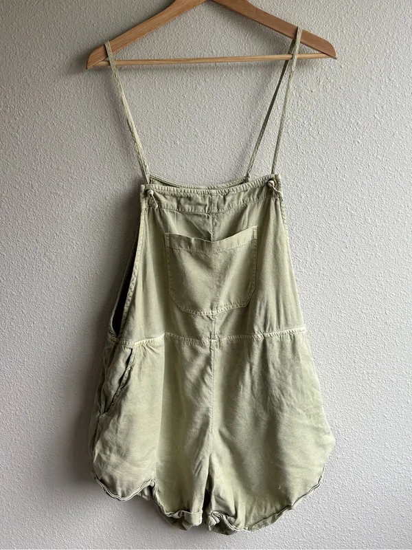 Billabong Light Olive Green Sleeveless Short Overalls - Image 3