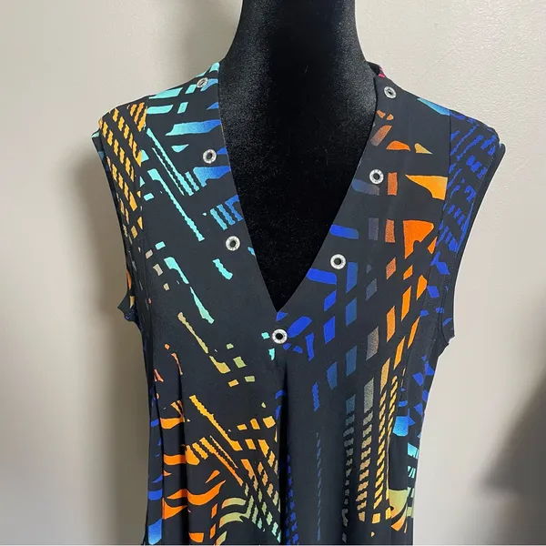 Joseph Ribkoff abstract colorful sleeveless blouse size 10 - Image 2