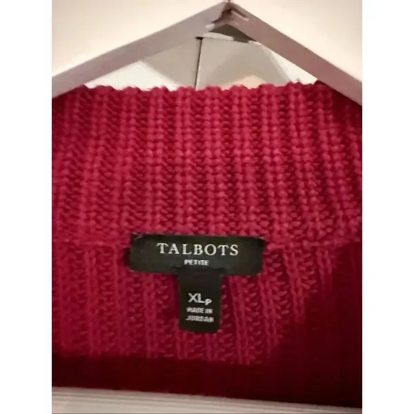 Talbots burgundy cotton mock neck ribbed sweater size XL petite - Image 3