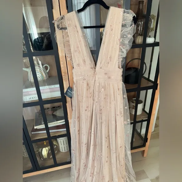 Altar'd State Tulle maxi dress ruffle flutter sleeve glitter stars formal sparkly vneck aster - Image 3