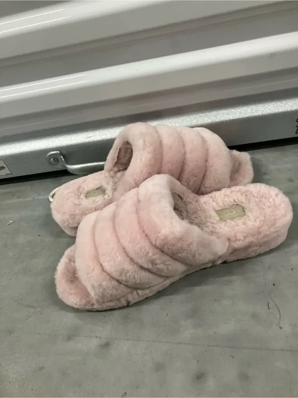 UGG Fluff Yeah Slide Women 11 Pink Sheepskin Platform Slingback Sandal Slippers - Image 5